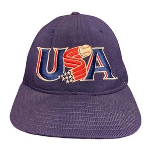 Vintage 1990’s USA Baseball New Era Made in USA 100% Wool Fitted Hat